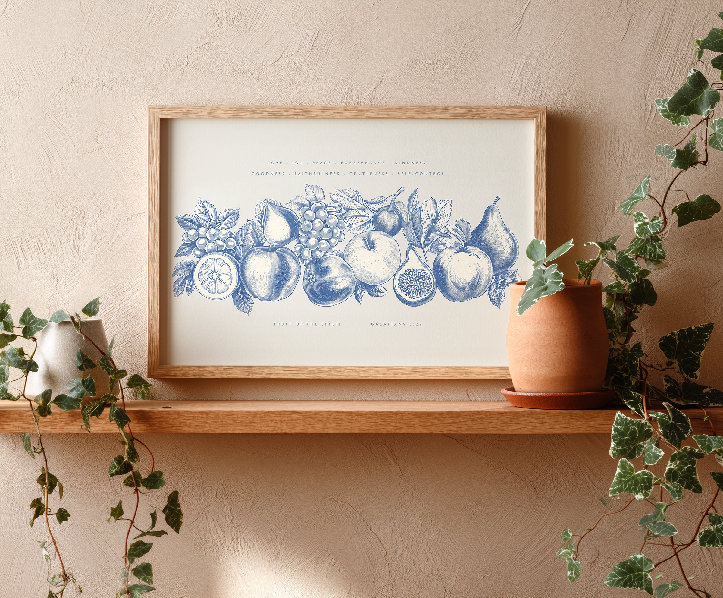 Fruits of the Spirit Kitchen Art Print Galatians 5:22 Bible Verse Wall Art