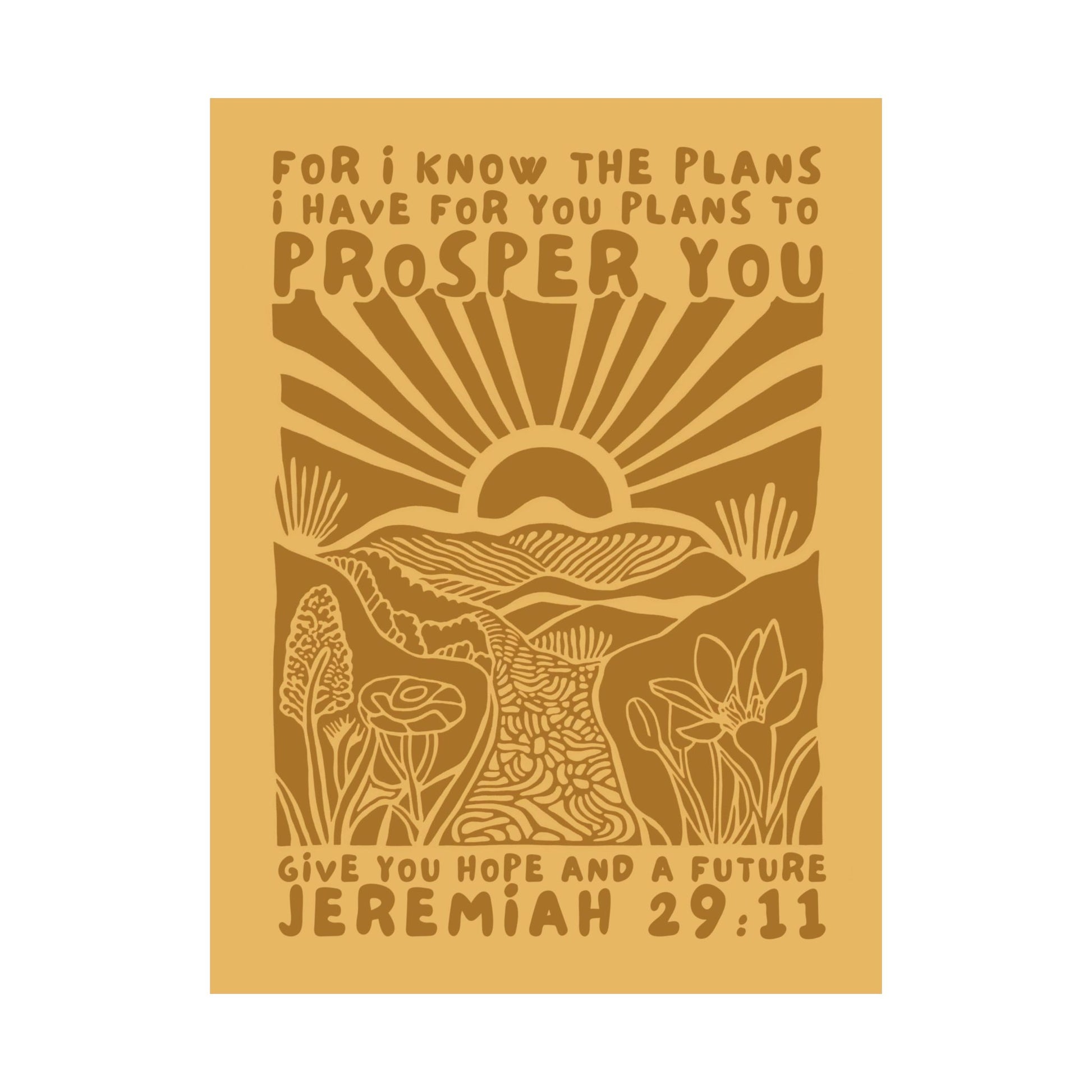 Yellow modern style scripture art print jeremiah 29 11